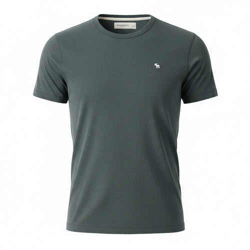 picknpack abercrombie & fitch charcoal grey crew neck t-shirt with small embroidered logo on chest