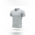 picknpack Abercrombie & Fitch light grey cotton-blend v-neck t-shirt with small embroidered chest logo