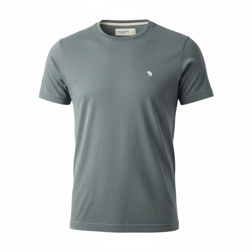 picknpack Abercrombie & Fitch slate grey crew neck t-shirt with small embroidered logo on chest