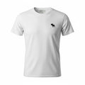 picknpack Abercrombie & Fitch white crew neck t-shirt in soft cotton with a small black embroidered moose logo