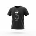 picknpack black crew neck cotton t-shirt featuring a white stylized graphic print of a fashion icon on the chest