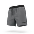 picknpack BOSS grey athletic shorts with black elastic waistband, drawstring, and logo detail on the leg.