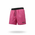 picknpack BOSS hot pink swim shorts with a black elastic drawstring waistband and logo detail on the leg.