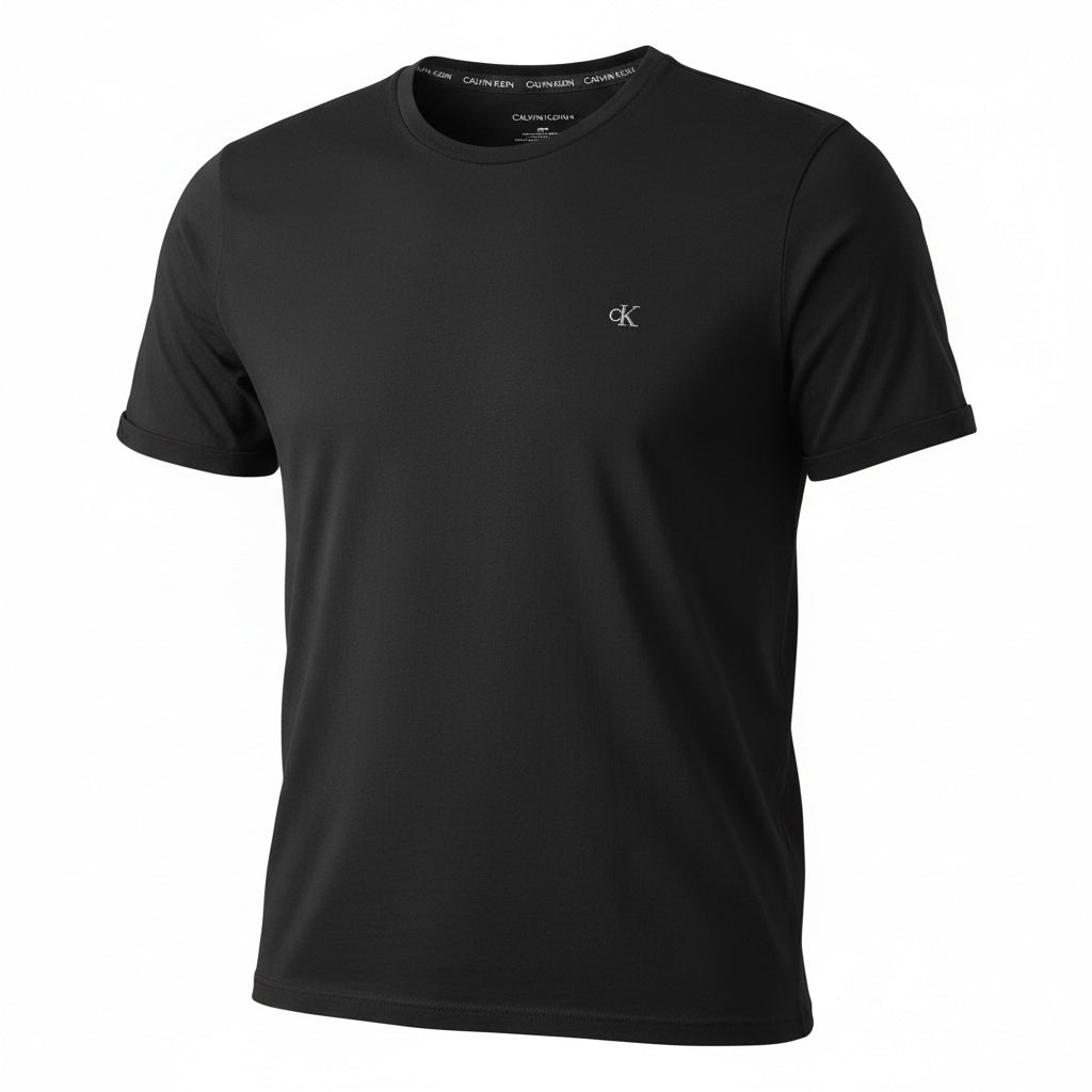 picknpack Calvin Klein black crew neck short sleeve t-shirt with subtle chest logo and branded interior neck tape