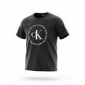 picknpack Calvin Klein Jeans black crew neck cotton t-shirt with white circular logo graphic on the chest