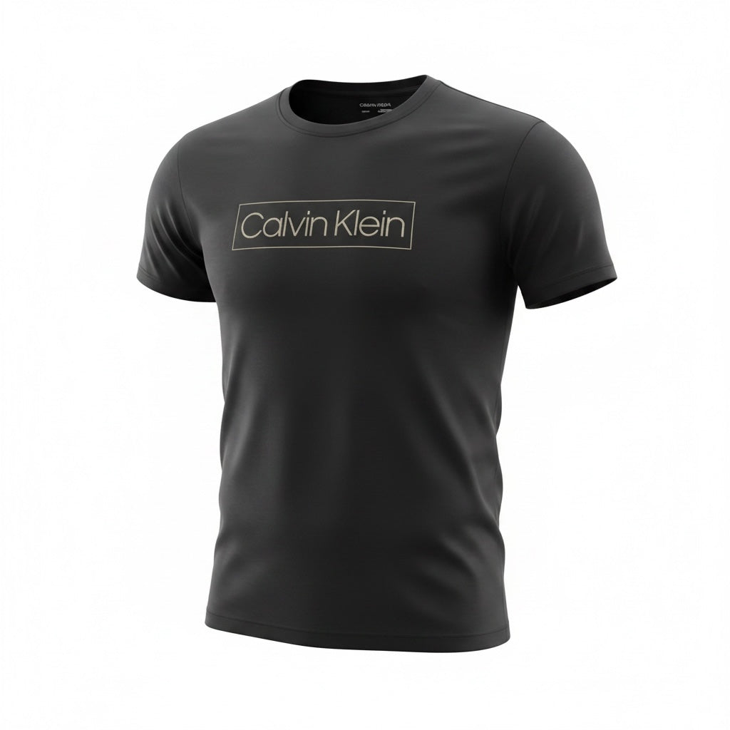 picknpack Calvin Klein black short sleeve crew neck t-shirt with a framed logo graphic on the chest