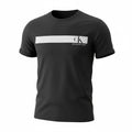 picknpack Calvin Klein Jeans black cotton crew neck t-shirt with a white horizontal chest stripe and logo branding