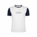 picknpack Calvin Klein white cotton crew neck t-shirt with navy blue sleeves and chest logo