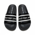 picknpack Calvin Klein Jeans black pool slide sandals with white logo strap and contoured footbed