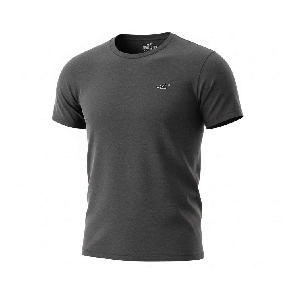 picknpack charcoal grey Hollister crew neck short sleeve t-shirt with embroidered chest logo