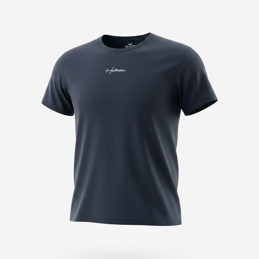 picknpack charcoal grey Hollister crew neck short sleeve t-shirt with minimalist white script logo on the chest