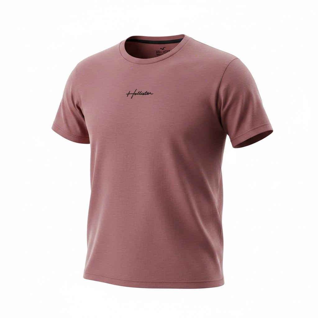 picknpack dusty rose Hollister crew neck short sleeve t-shirt with embroidered script logo on chest