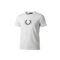 picknpack Fred Perry white cotton crew neck t-shirt with black laurel wreath graphic logo on the chest