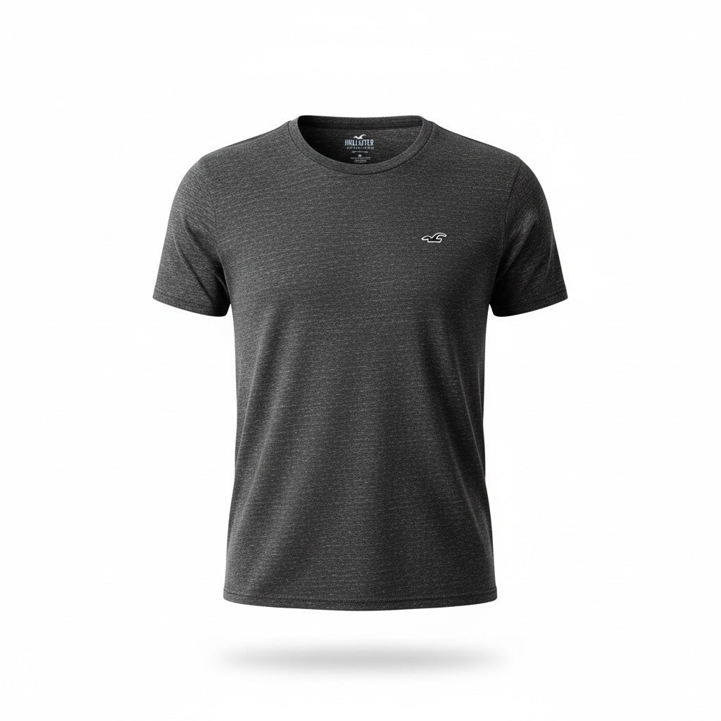 picknpack Hollister charcoal heathered crew neck t-shirt with embroidered chest logo