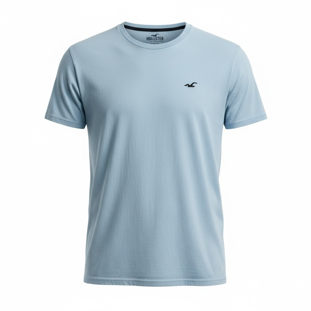 picknpack light blue Hollister crew neck short sleeve t-shirt with embroidered logo on chest
