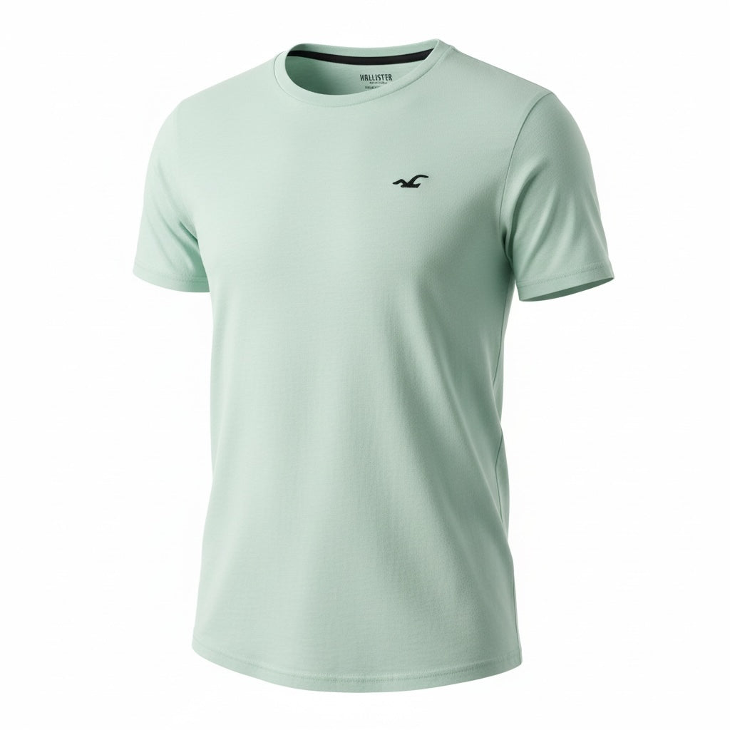 picknpack Hollister mint green crew neck short sleeve t-shirt with embroidered logo on chest