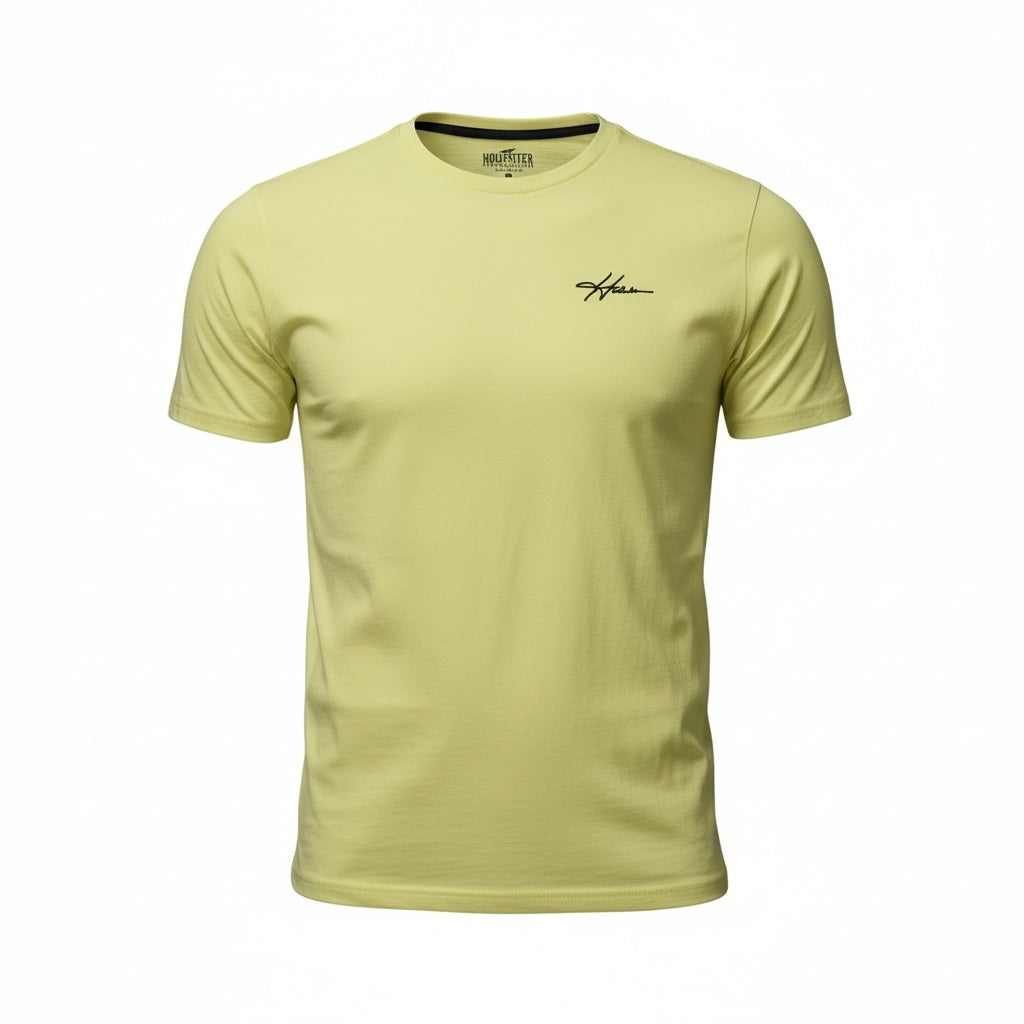 picknpack Hollister pale lime crew neck short sleeve t-shirt with minimalist chest logo in soft cotton blend