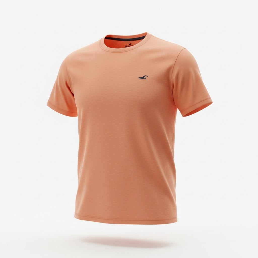 picknpack Hollister peach crew neck short sleeve t-shirt with small embroidered logo on chest