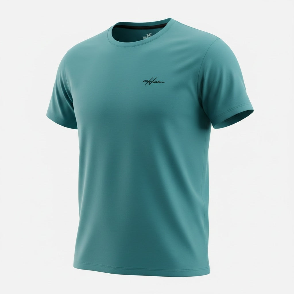 picknpack Hollister teal moisture-wicking athletic crew neck t-shirt with minimalist chest logo