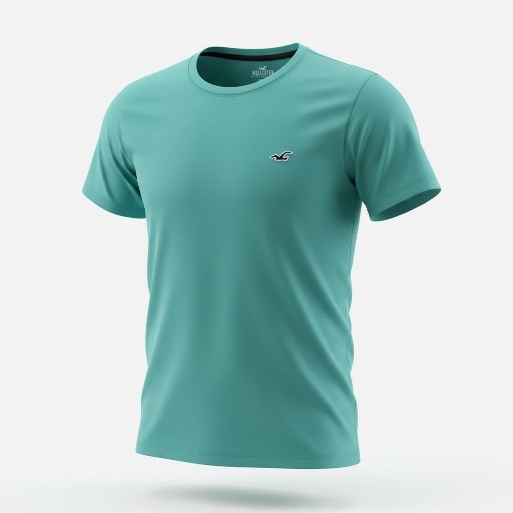 picknpack Hollister teal crew neck short sleeve t-shirt with small embroidered logo on chest