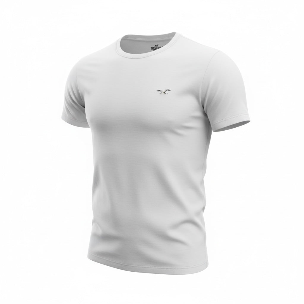 picknpack Hollister white crew neck short sleeve t-shirt in soft cotton blend with small embroidered chest logo
