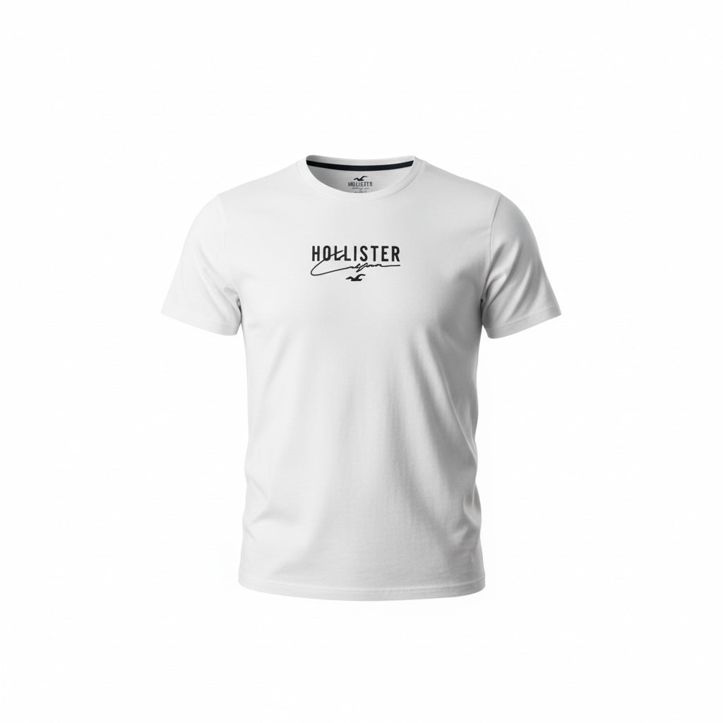 picknpack white Hollister short sleeve crew neck graphic t-shirt with black logo on chest