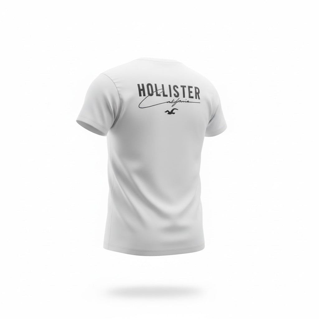 picknpack white Hollister short sleeve crew neck graphic t-shirt with black back logo print