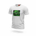 picknpack HUGO BOSS white crew neck t-shirt featuring a bold abstract green and black graphic print on the chest.