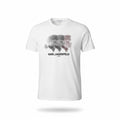 picknpack white crew neck t-shirt featuring a black and red halftone graphic print and Karl Lagerfeld Paris branding