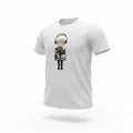 picknpack Karl Lagerfeld white cotton crew neck t-shirt featuring a stylized character graphic with headphones.