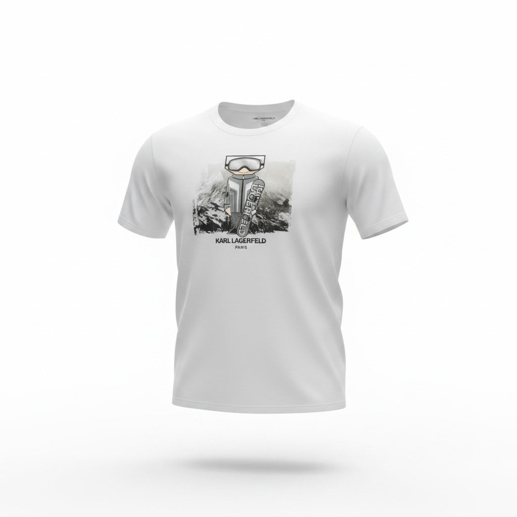 picknpack white KARL LAGERFELD cotton crew neck t-shirt with a stylized character graphic print on the chest