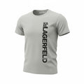 picknpack Karl Lagerfeld Paris light grey cotton crew neck t-shirt with a bold black vertical logo graphic