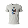 picknpack KARL LAGERFELD light grey cotton crew neck t-shirt with a stylized knight graphic print on the chest.