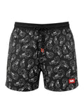 picknpack Karl Lagerfeld black swim shorts with white graphic print, elasticated drawstring waist, and red logo patch
