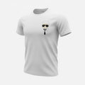 picknpack KARL LAGERFELD white cotton crew neck t-shirt with signature designer chest graphic