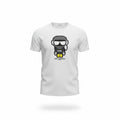 picknpack white crew neck cotton t-shirt featuring a bold Karl Lagerfeld character graphic print on the front
