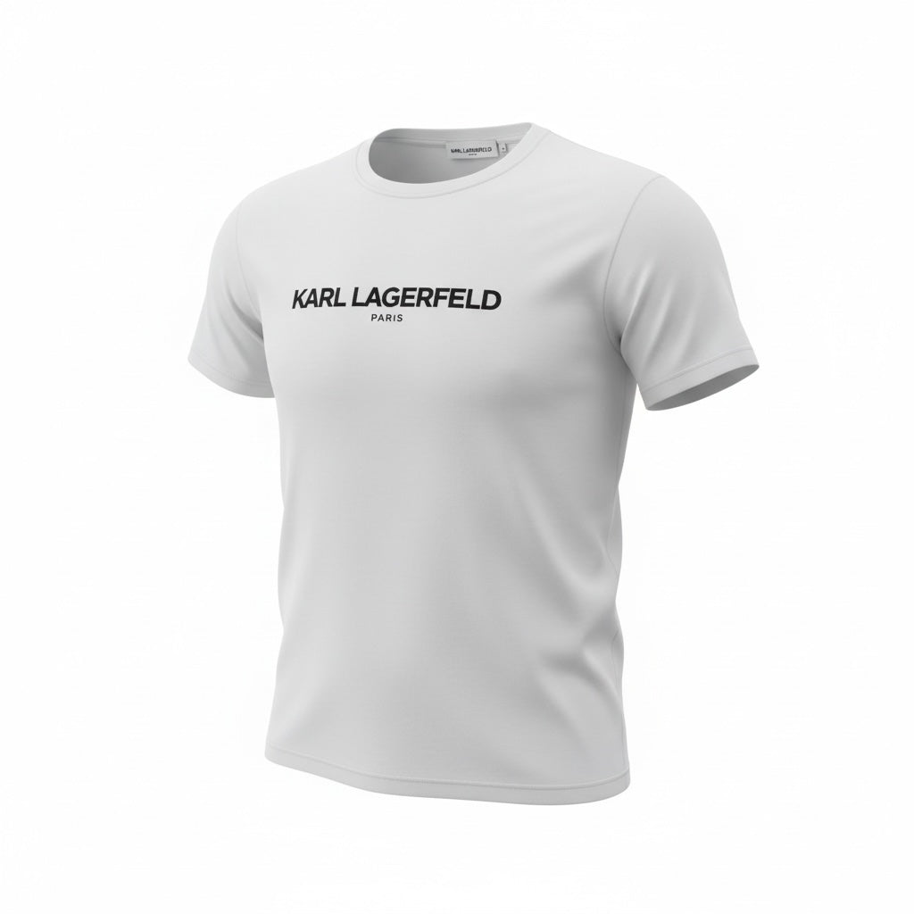 picknpack white Karl Lagerfeld Paris crew neck t-shirt with black chest logo in soft cotton