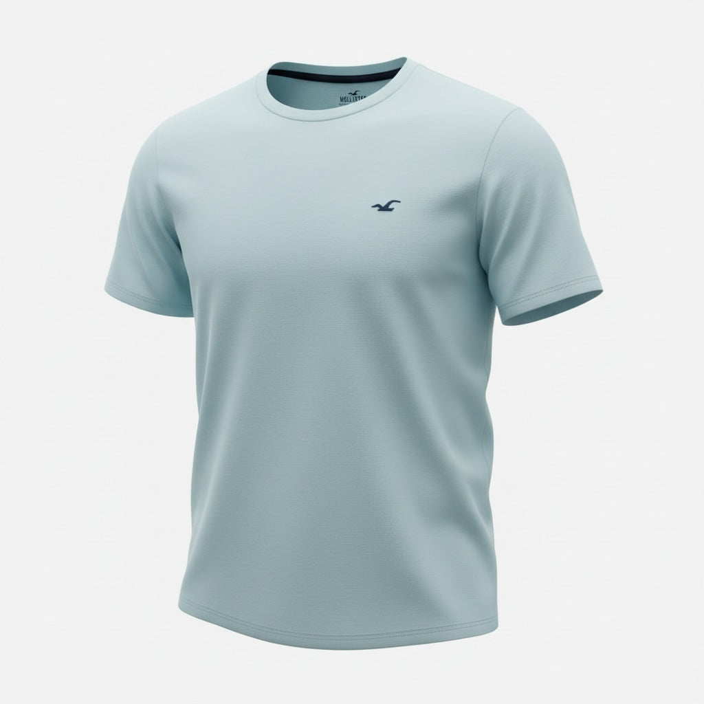 picknpack light blue Hollister crew neck short sleeve t-shirt with a small embroidered logo on the chest