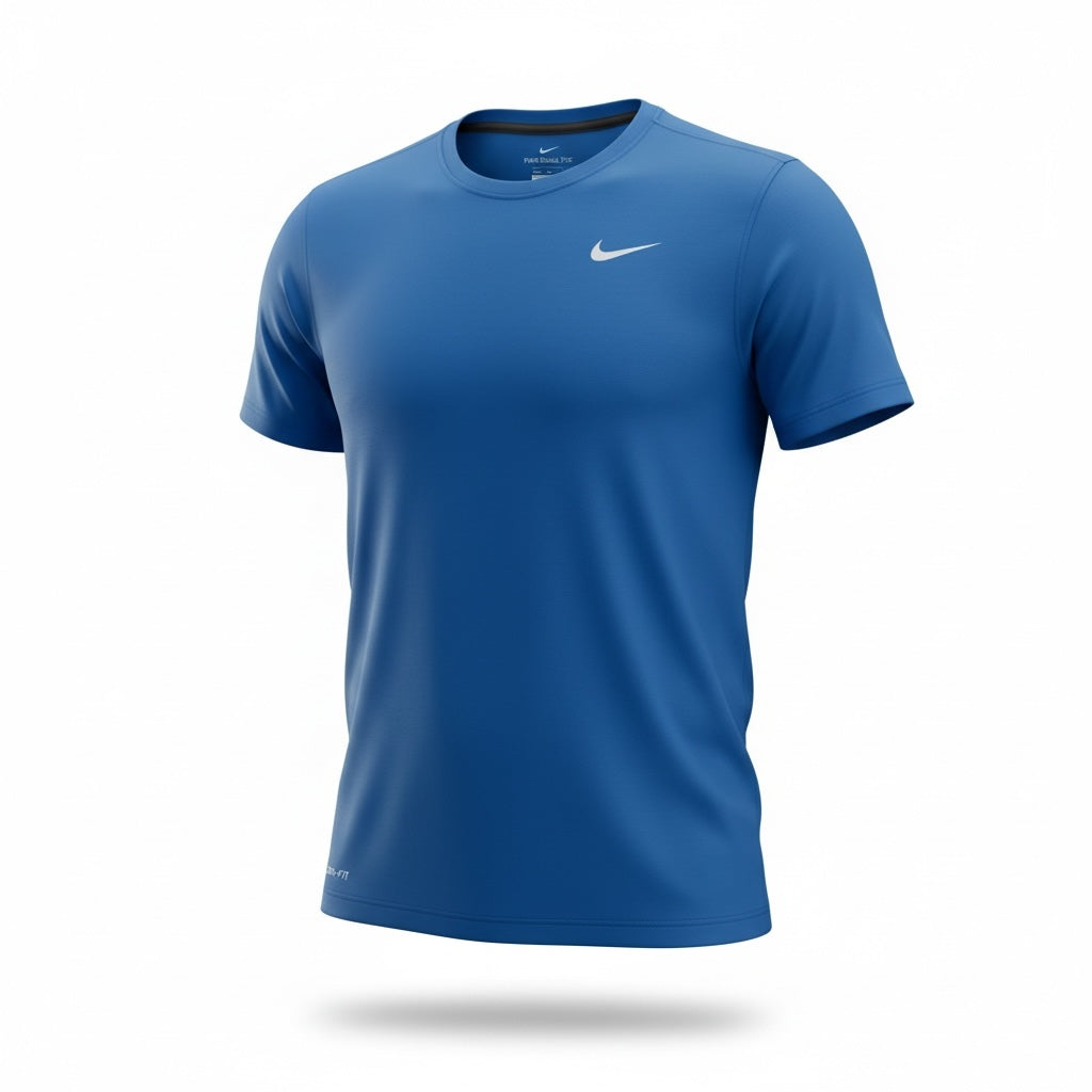 picknpack Nike Dri-FIT blue short sleeve training t-shirt with crew neck and white Swoosh logo on chest