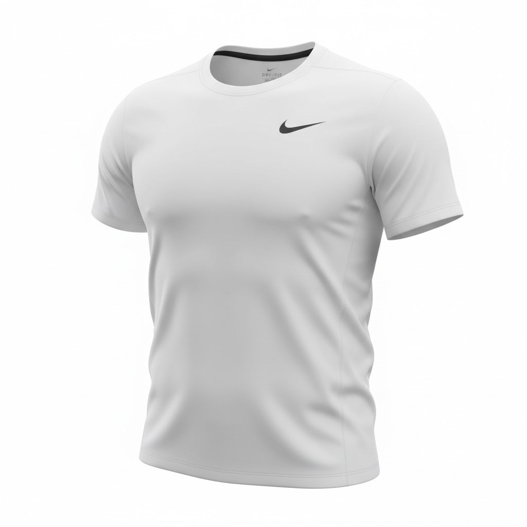picknpack Nike Dri-FIT white short sleeve training t-shirt with black Swoosh logo on chest