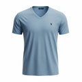 picknpack Polo Ralph Lauren heathered light blue short sleeve V-neck t-shirt with signature embroidered pony logo