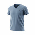 picknpack Polo Ralph Lauren heathered blue V-neck cotton-blend t-shirt with signature embroidered pony logo