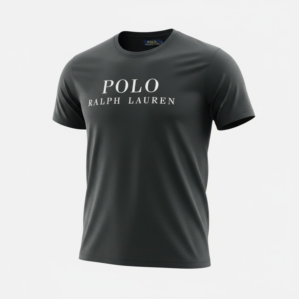 picknpack Polo Ralph Lauren charcoal grey cotton crew neck t-shirt with white chest logo