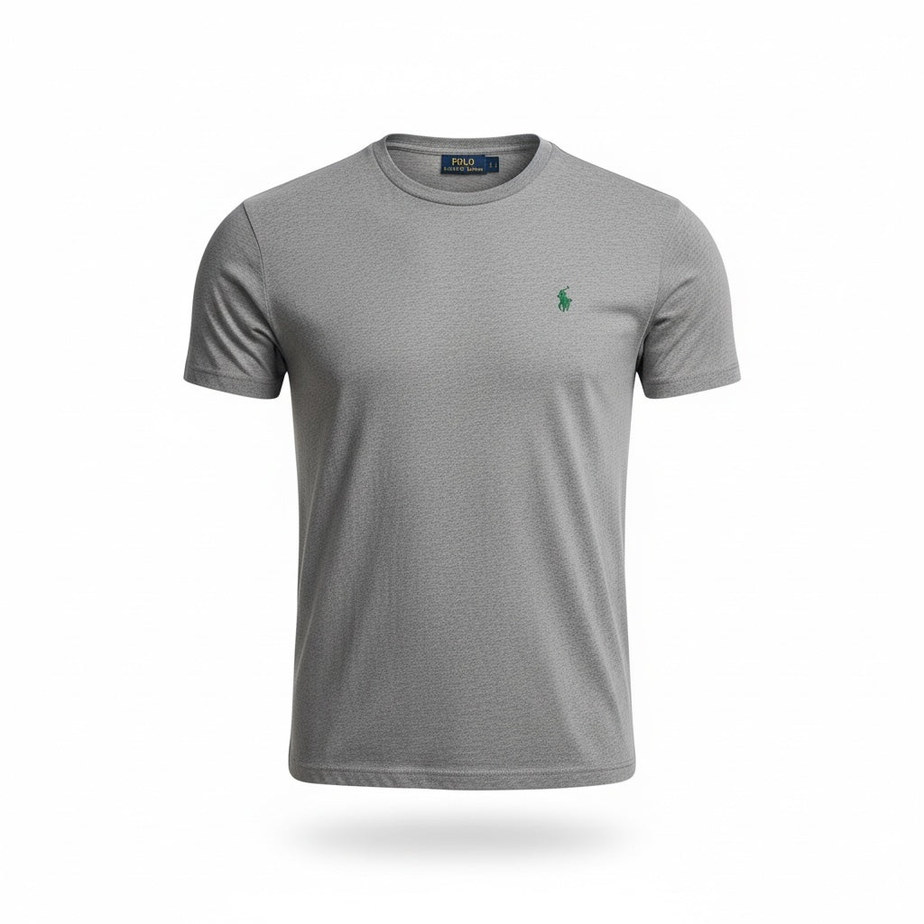 picknpack Polo Ralph Lauren heather grey crew neck cotton t-shirt with signature green embroidered logo on chest