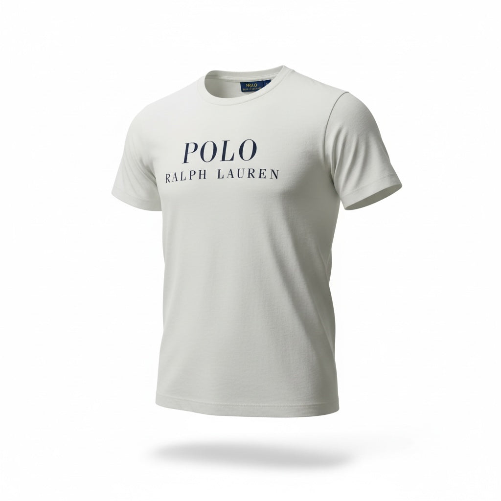 picknpack Polo Ralph Lauren off-white cotton crew neck t-shirt with navy blue chest logo