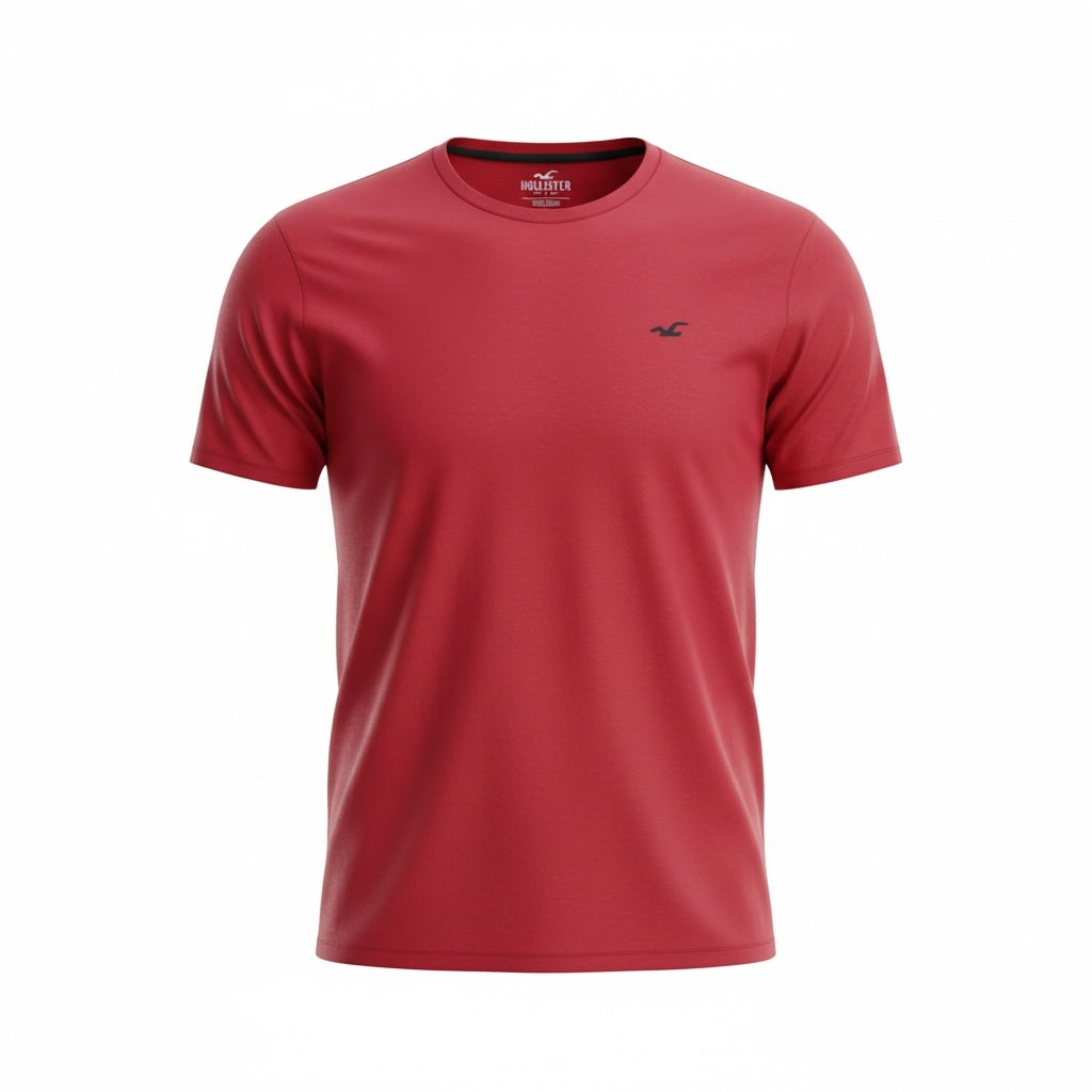 picknpack red Hollister crew neck short sleeve t-shirt with a small embroidered logo on the chest