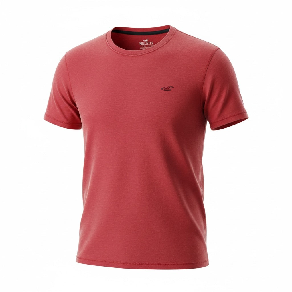picknpack red Hollister crew neck short sleeve t-shirt in soft cotton blend with small embroidered chest logo