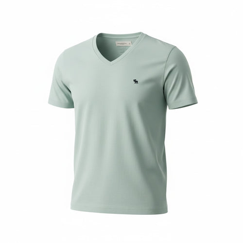 picknpack Abercrombie & Fitch sage green v-neck t-shirt in soft cotton-blend with embroidered chest logo