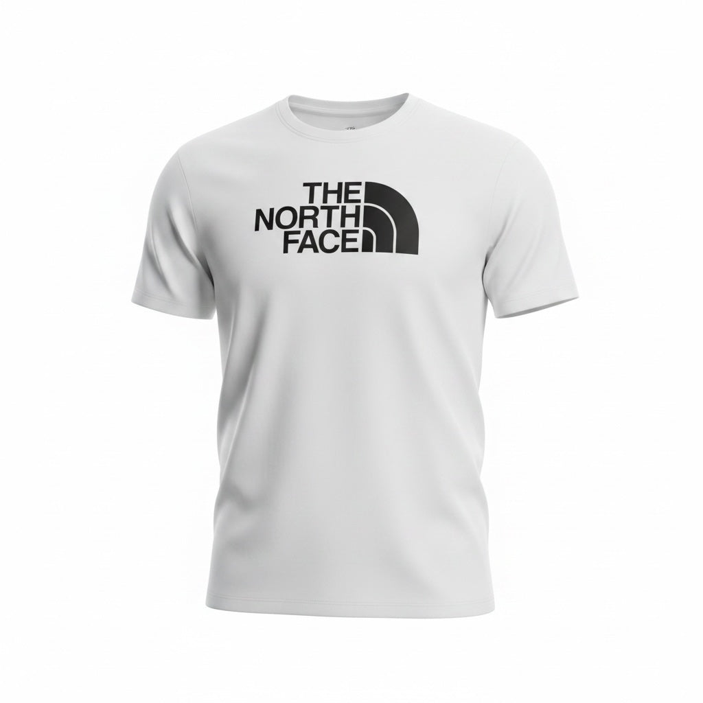 picknpack The North Face white short sleeve crew neck t-shirt with a black logo printed on the chest