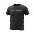 picknpack Tommy Hilfiger black crew neck cotton t-shirt with white chest logo and sleeve flag detail